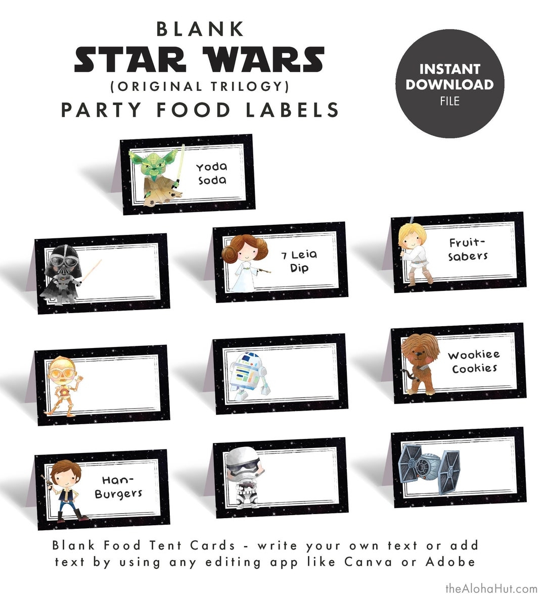 Free Printable Blank Star Wars Food Labels
