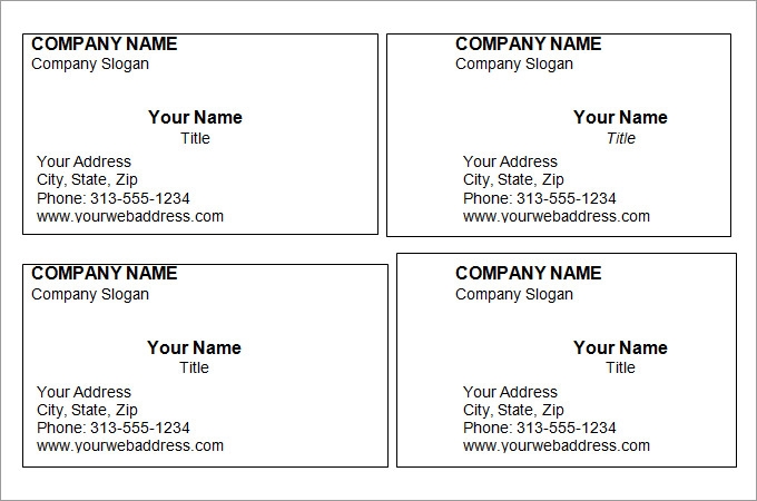 Free Printable Blank Business Cards Templates