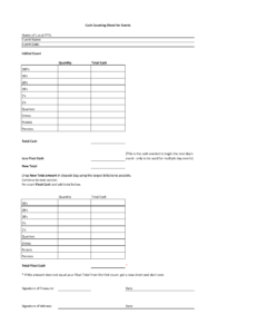 Free Printable Cash Drawer Count Sheet There Are Lots Of Kinds Of Free