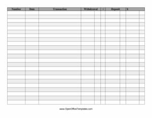 Free Printable Checkbook Register Full Page