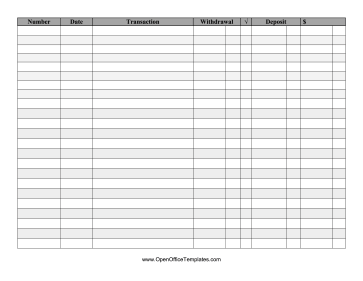 Free Printable Checkbook Register Full Page