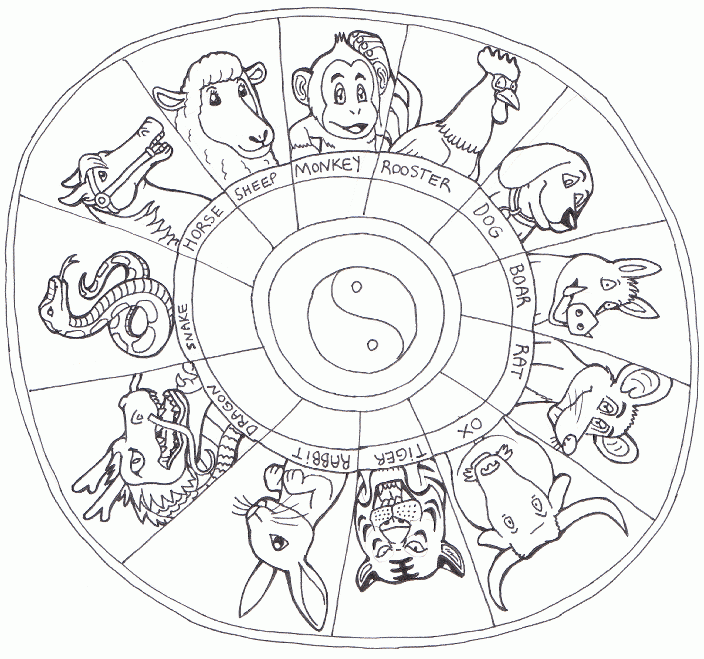 Free Printable Chinese Zodiac Coloring Pages