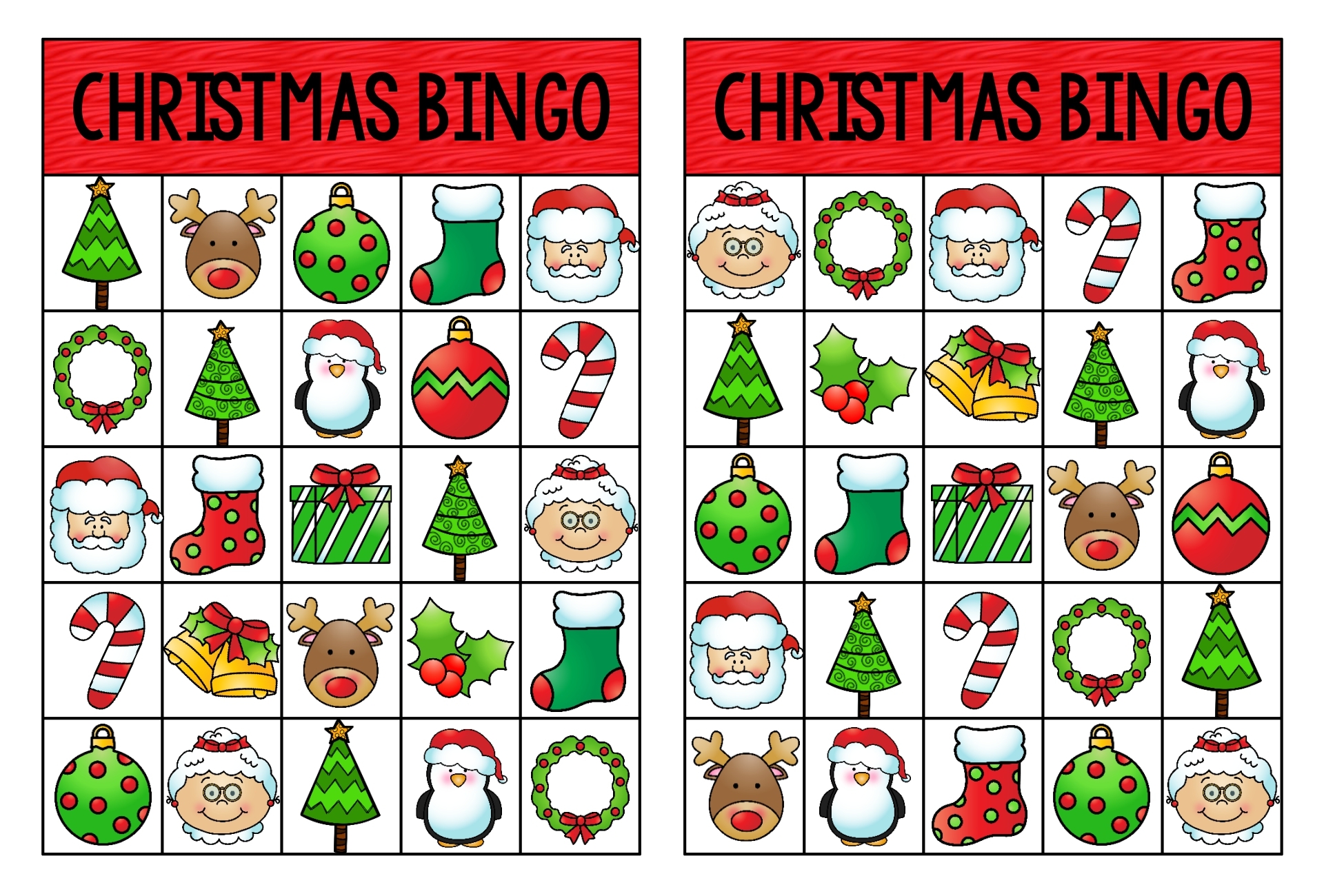 Free Printable Christmas Bingo Cards 1 75 Printable edu pe