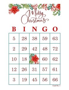 Free Printable Christmas Bingo Cards With Numbers