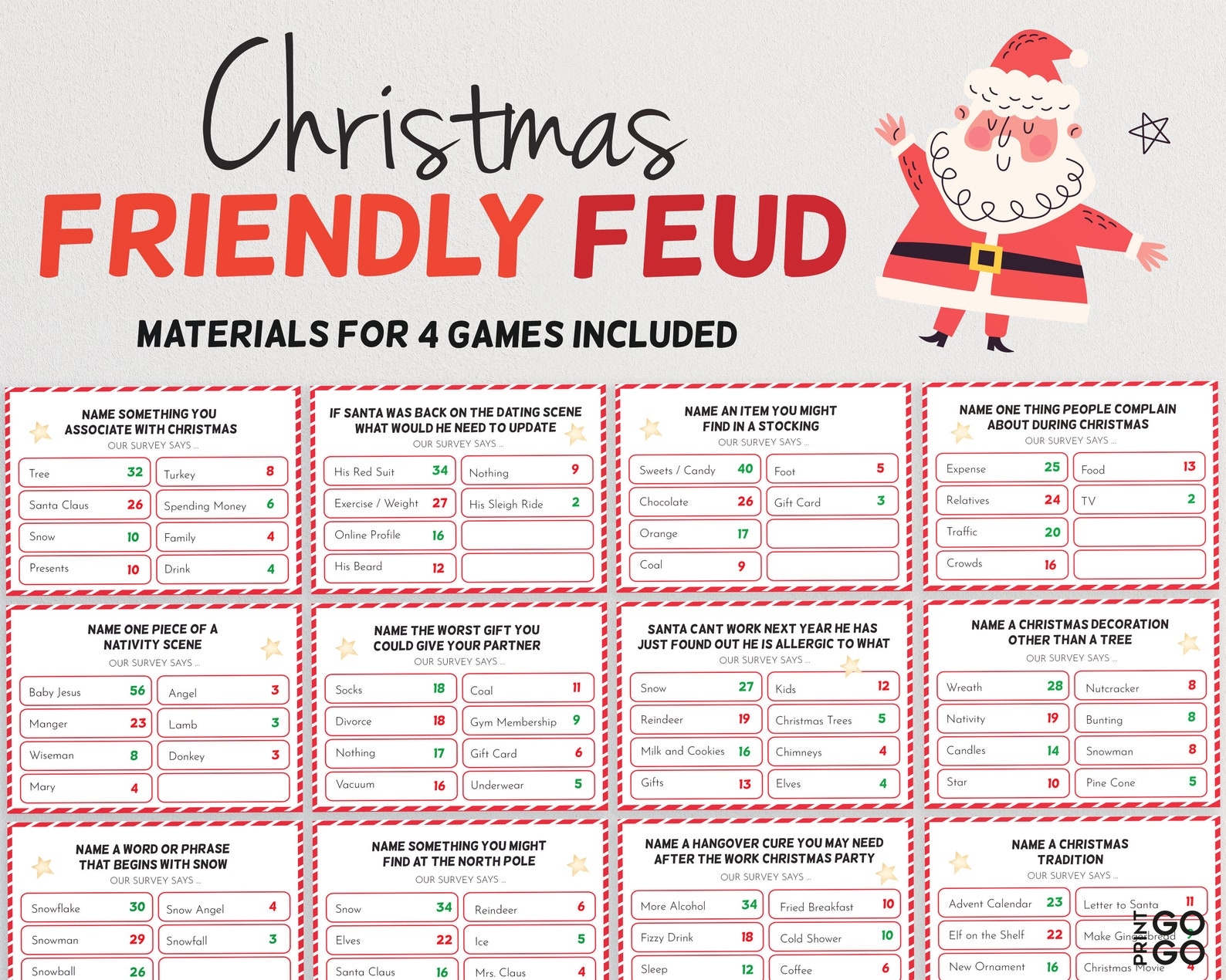 Free Printable Christmas Family Feud Questions And Answers