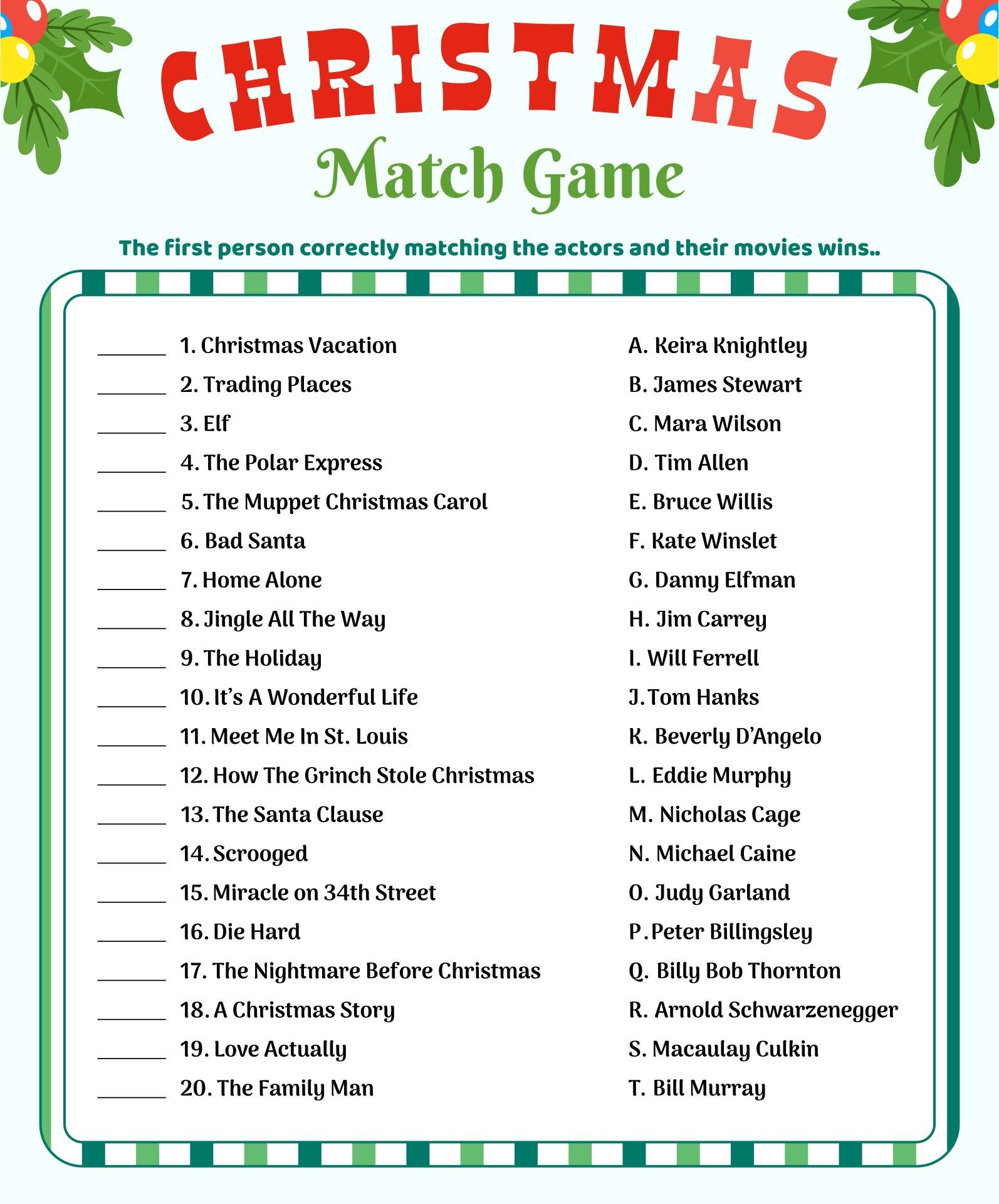 Free Printable Christmas Games For Adults