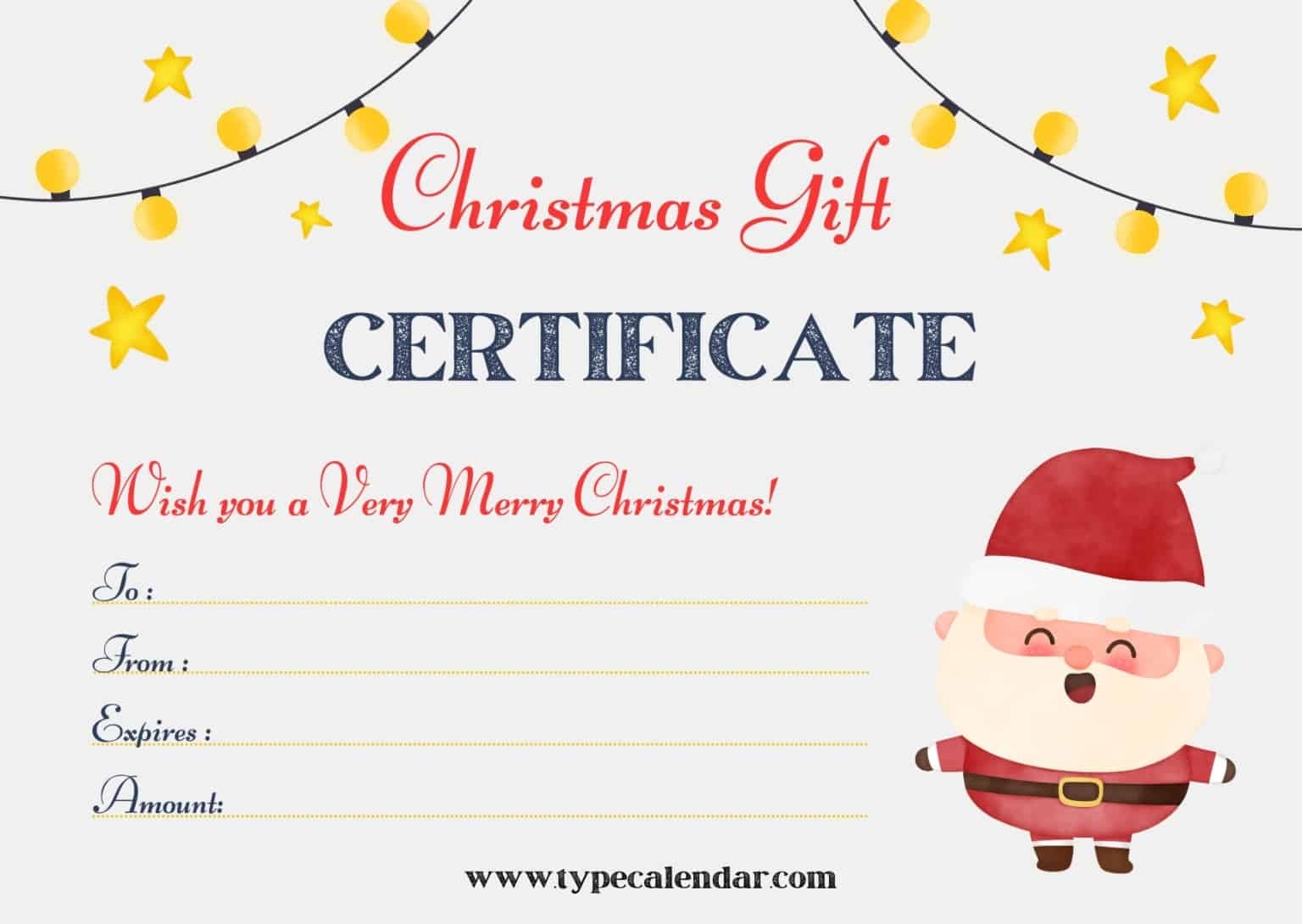 Free Printable Christmas Gift Certificate Templates PDF Word Blank