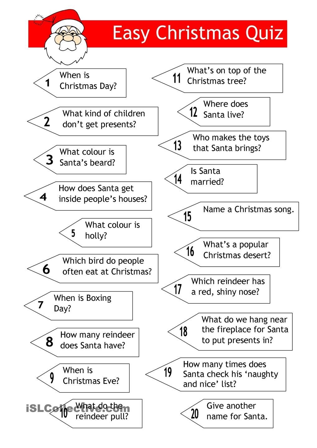 Free Christmas Trivia Questions And Answers Printable