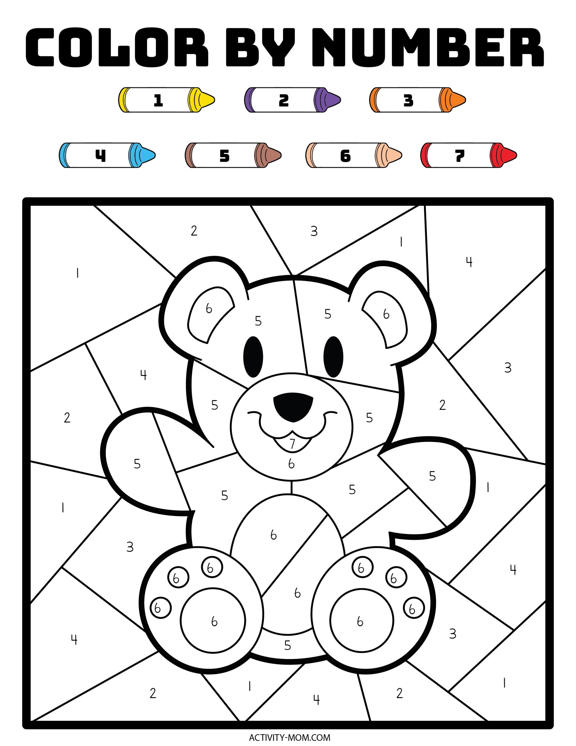 Free Printable Color By Number For Kindergarten