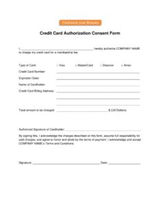 Free Printable Credit Card Authorization Form Templates PDF Word Excel