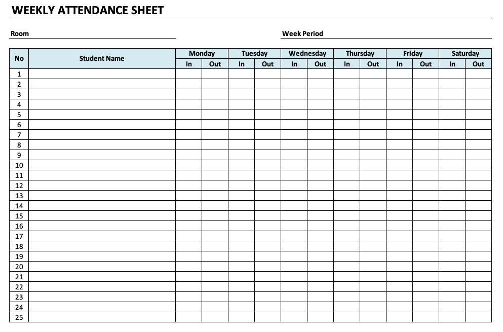 Free Printable Daycare Attendance Sheets