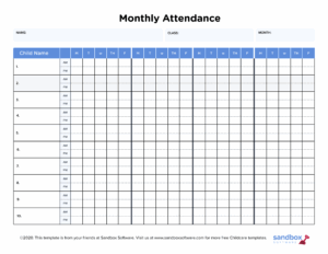 Free Printable Daycare Attendance Sheets