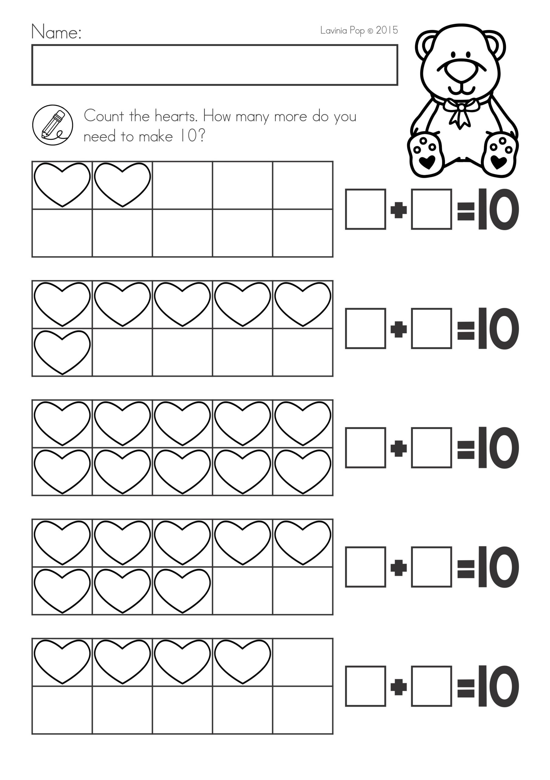 Free Printable Decomposing Numbers Kindergarten Worksheets