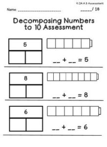 Free Printable Decomposing Numbers Kindergarten Worksheets