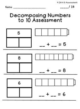 Free Printable Decomposing Numbers Kindergarten Worksheets