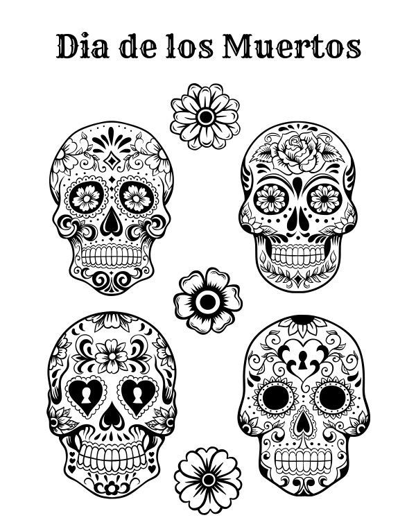 Free Printable Dia De Los Muertos Coloring Page Mama Likes This