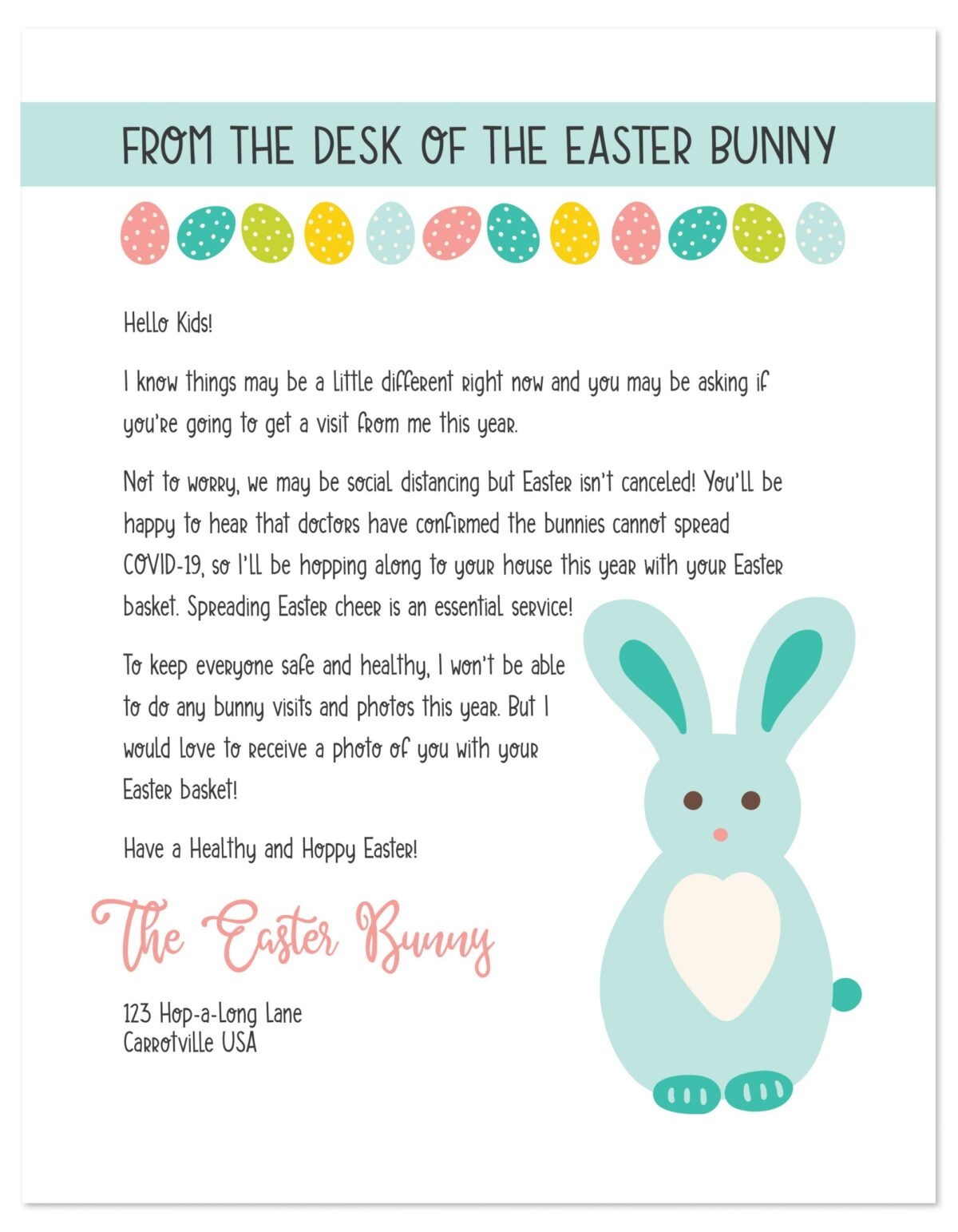 Free Printable Easter Bunny Letters