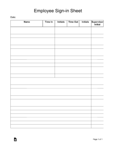 Free Printable Employee Sign In Sheet Template Printable Templates