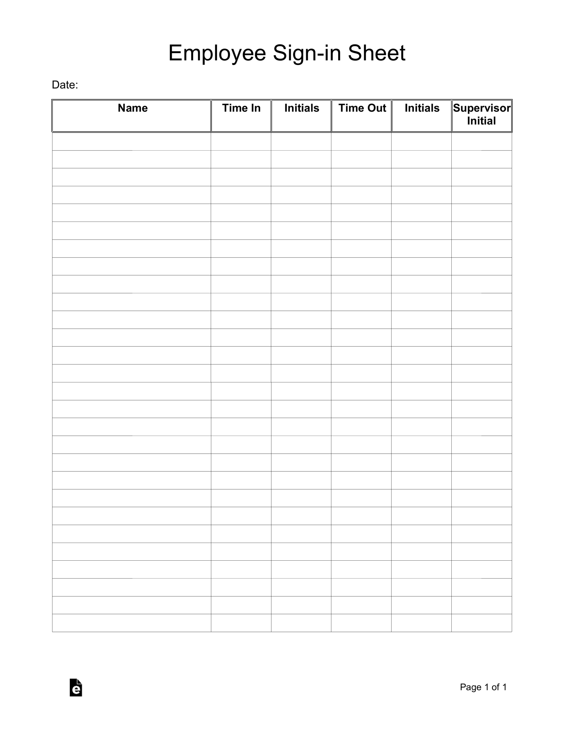 Free Printable Employee Sign In Sheet Template Printable Templates