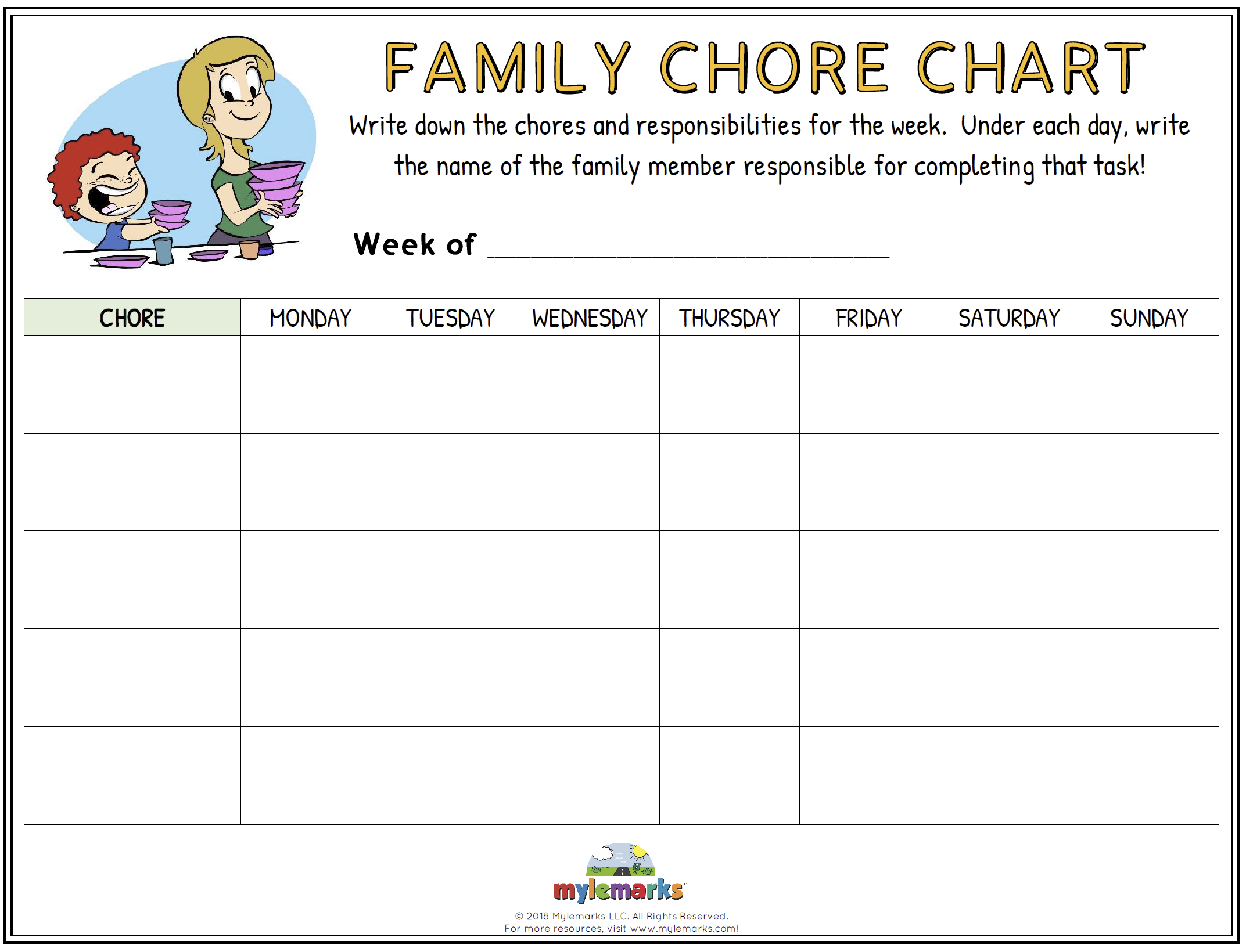 Free Printable Family Chore Chart Template Printable Free Templates