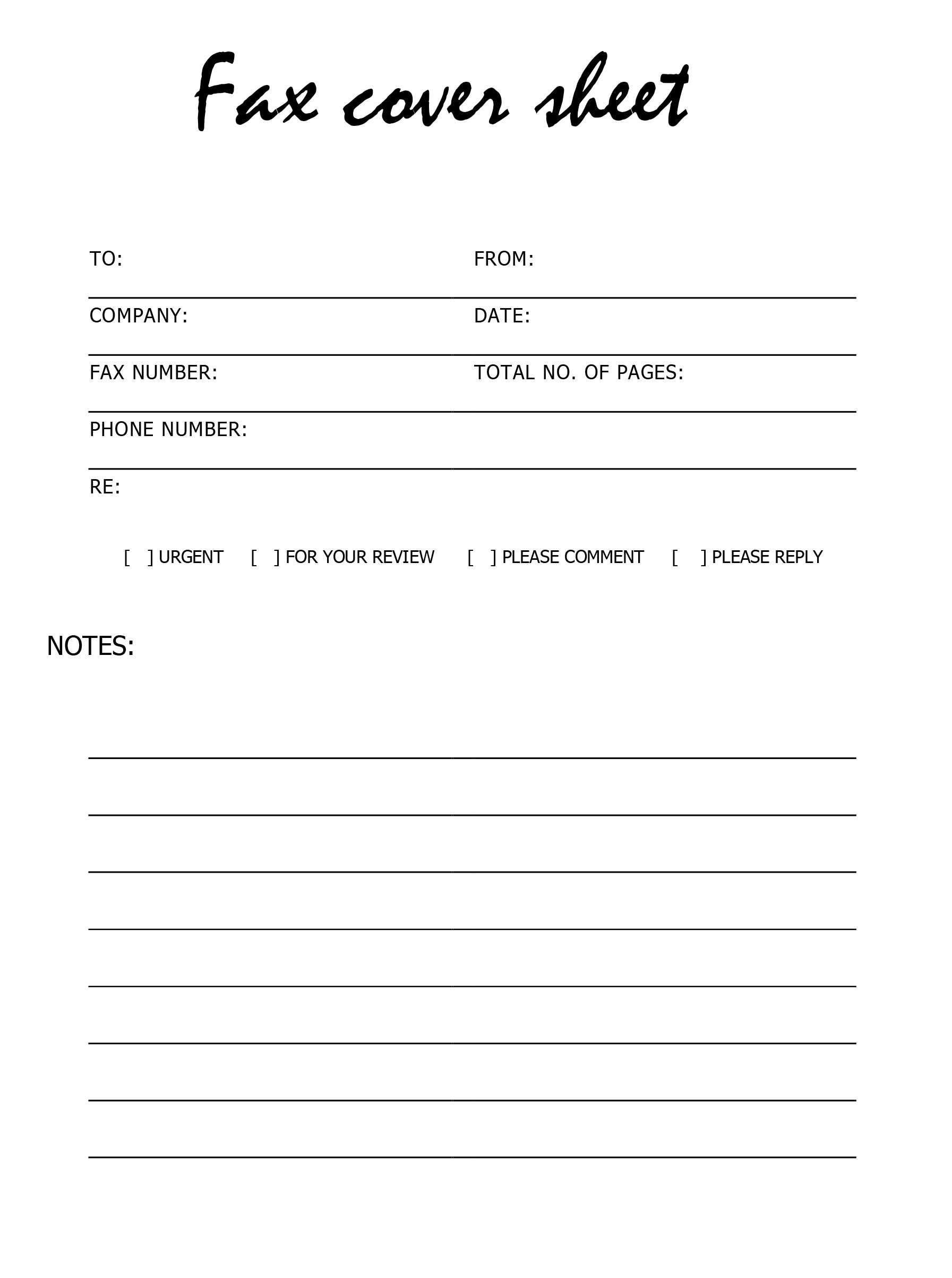 Fax Cover Sheet Template Free Printable