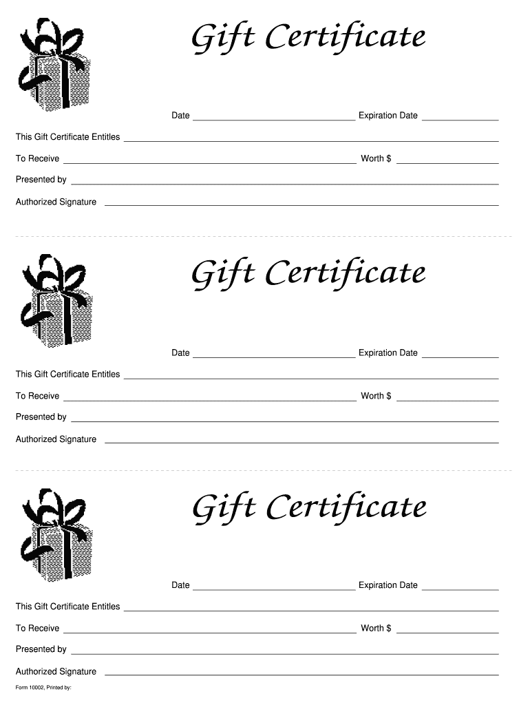 Blank Gift Certificate Template Free Printable