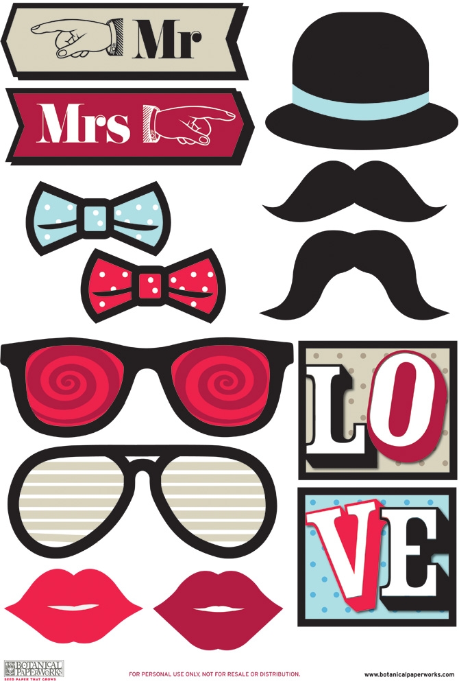  free Printable Fun Photo Booth Props Botanical PaperWorks