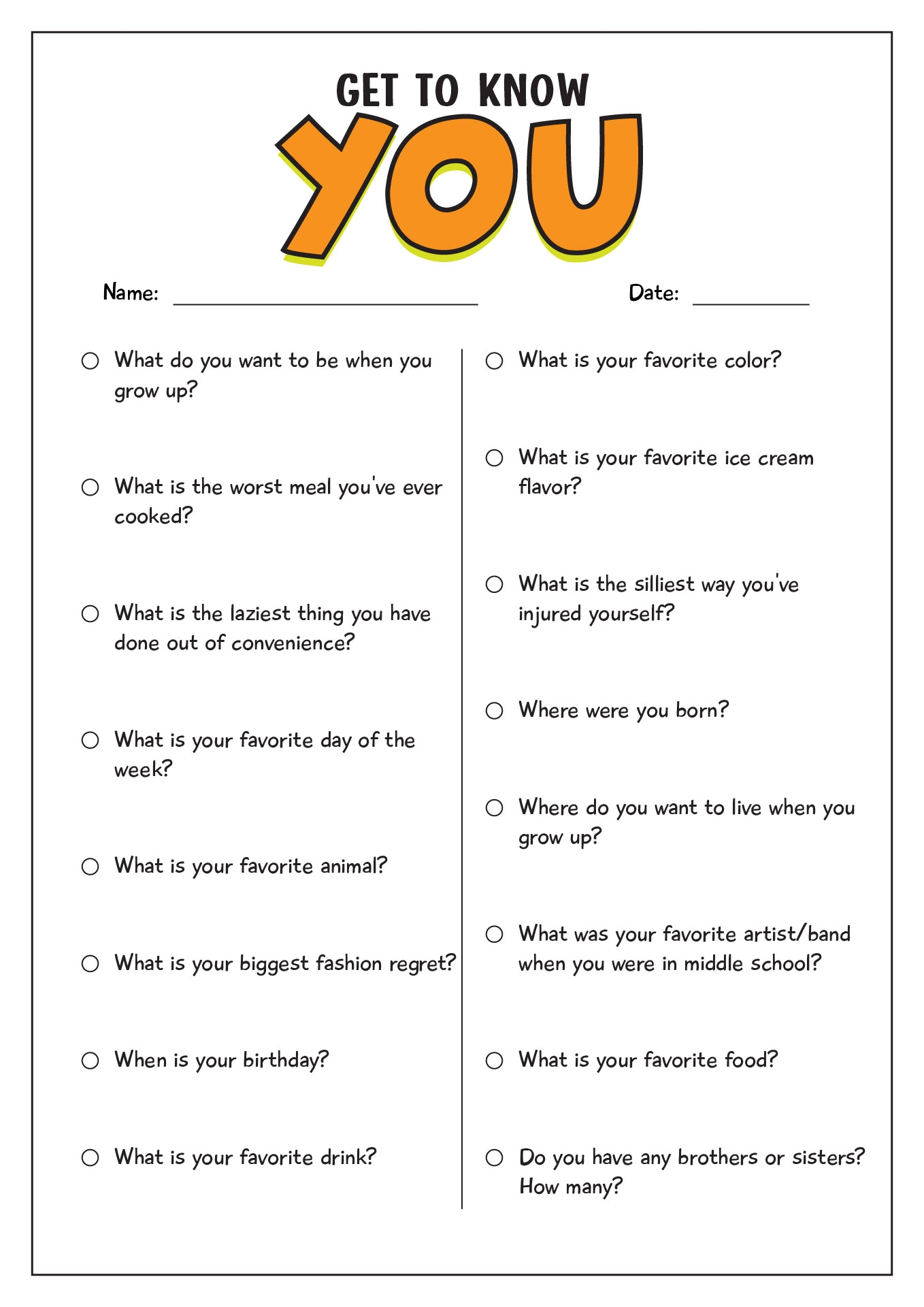 Free Printable Getting To Know You Worksheets Free Templates Printable