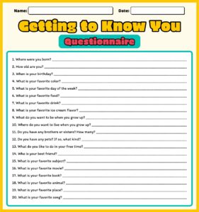 Free Printable Getting To Know You Worksheets Printable Word Searches