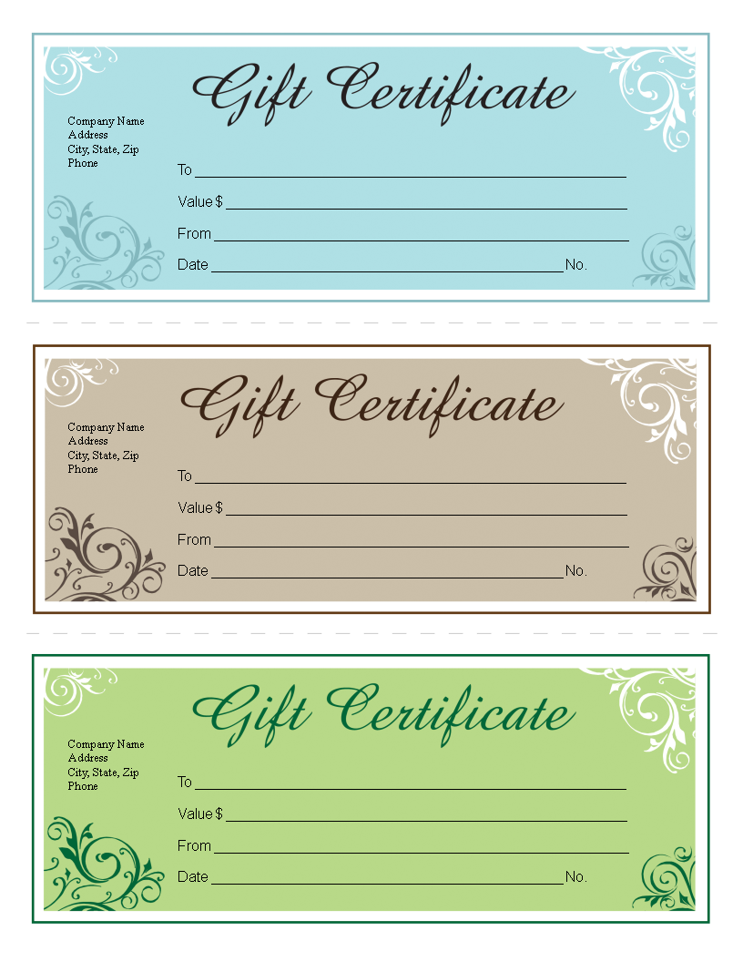 Free Printable Blank Gift Certificate Templates