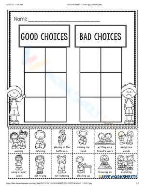 Free Printable Good Choices Bad Choices Pdf Worksheets