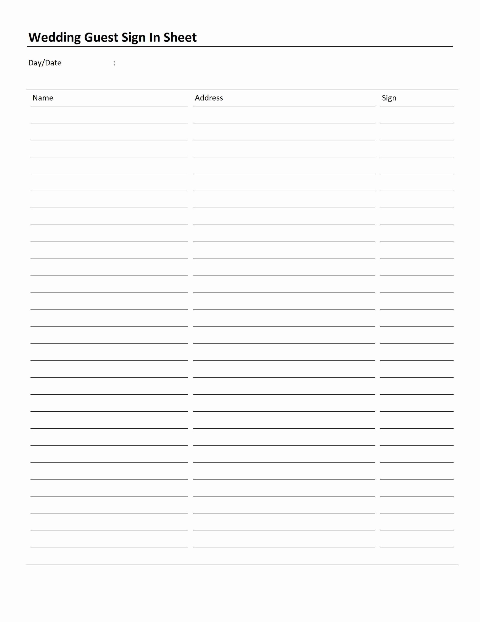 Free Printable Guest Sign In Sheet