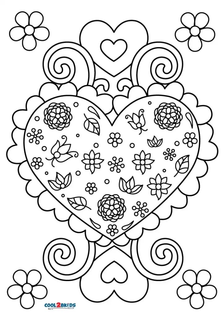 Free Printable Hearts And Flowers Coloring Pages