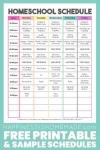 Free Printable Homeschool Daily Schedule Template Seredrink