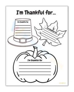 Free Printable I Am Thankful For Worksheet Collection