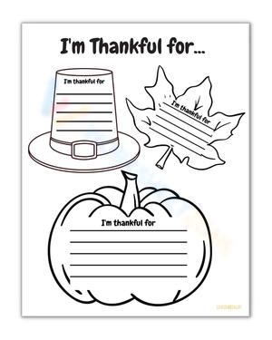 Free Printable I Am Thankful For Worksheet Collection