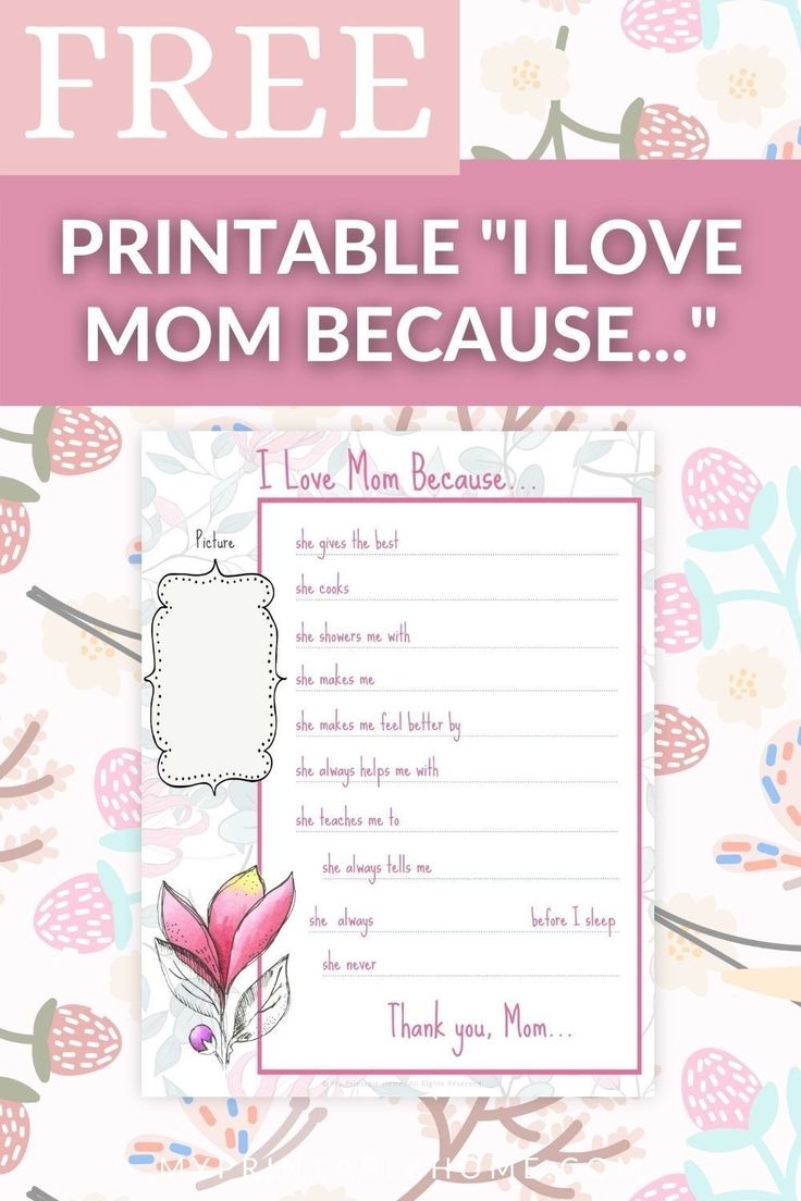 Free Printable I Love Mom Because My Printable Home Mom 