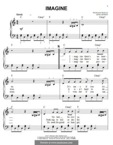 Free Printable Imagine Piano Sheet Music Easy Free Templates Printable