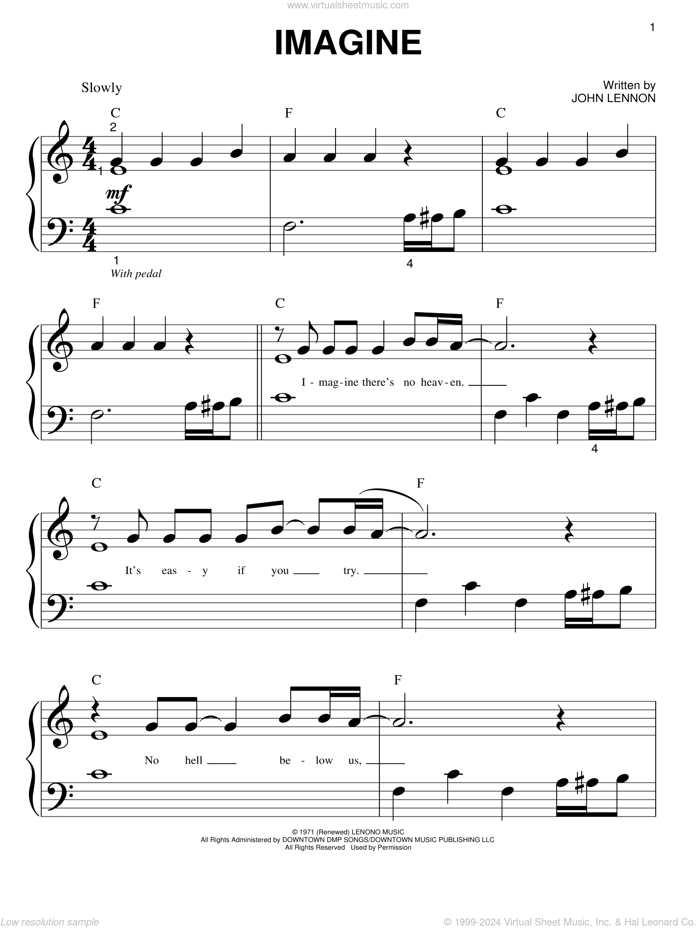 Free Printable Imagine Piano Sheet Music Easy Printable Templates
