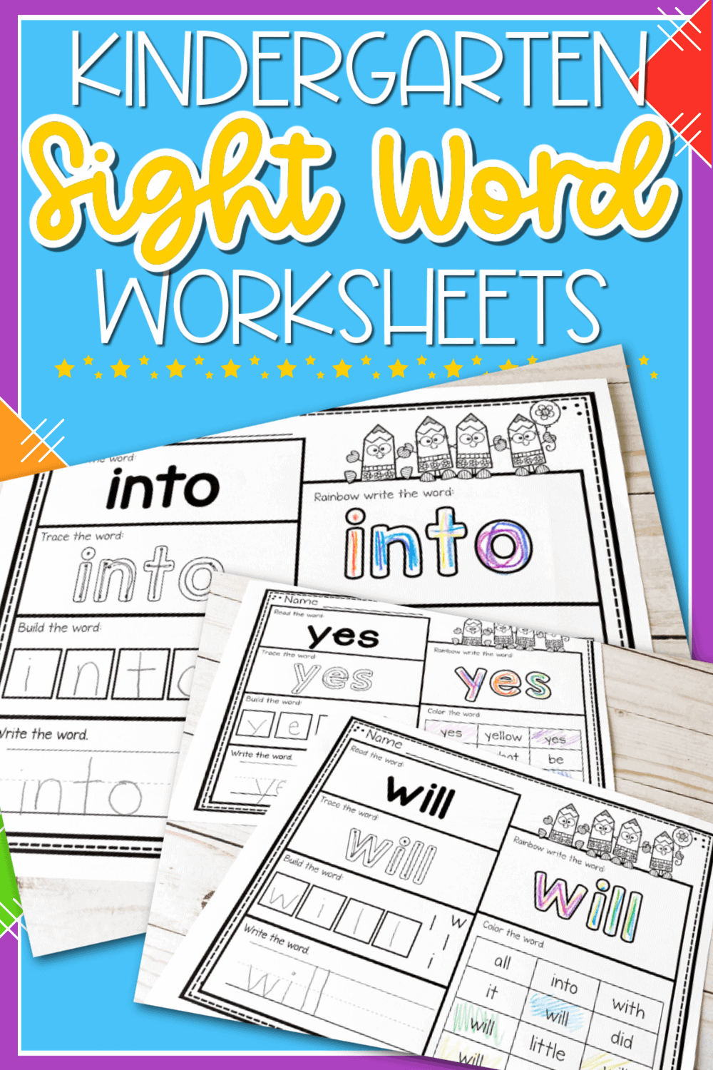 Free Printable Sight Words Worksheets Kindergarten