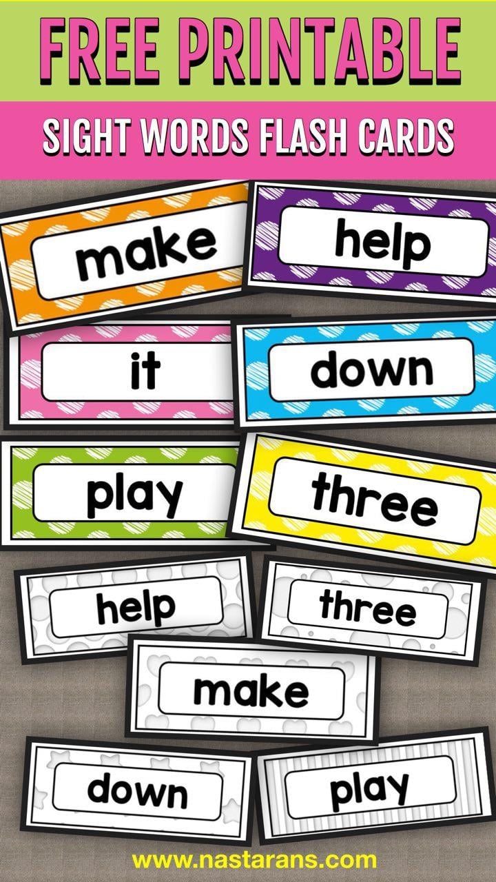 Free Printable Sight Word Flashcards For Kindergarten