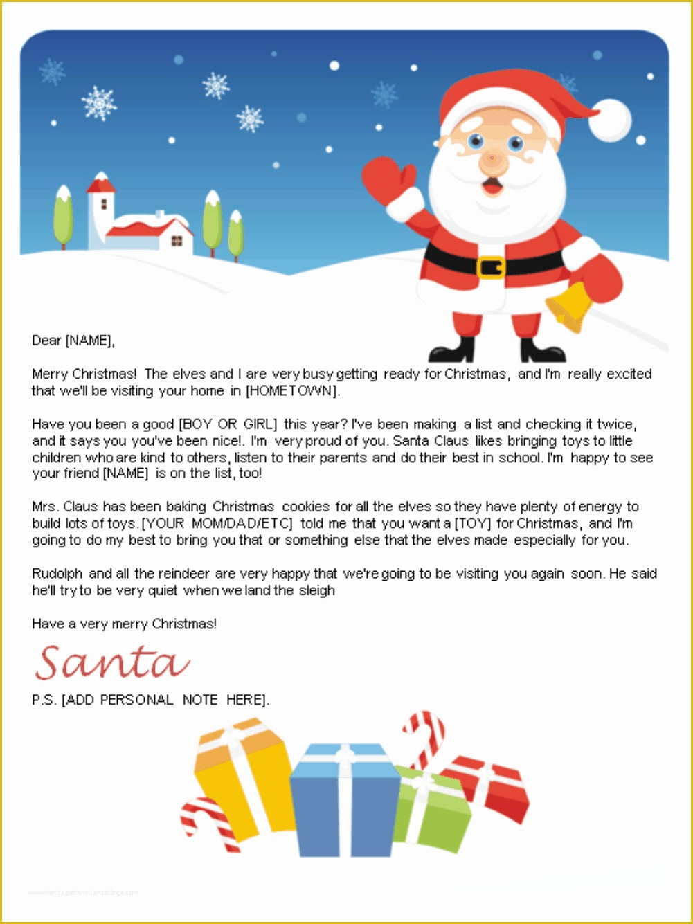 Letter From Santa Free Printable Template