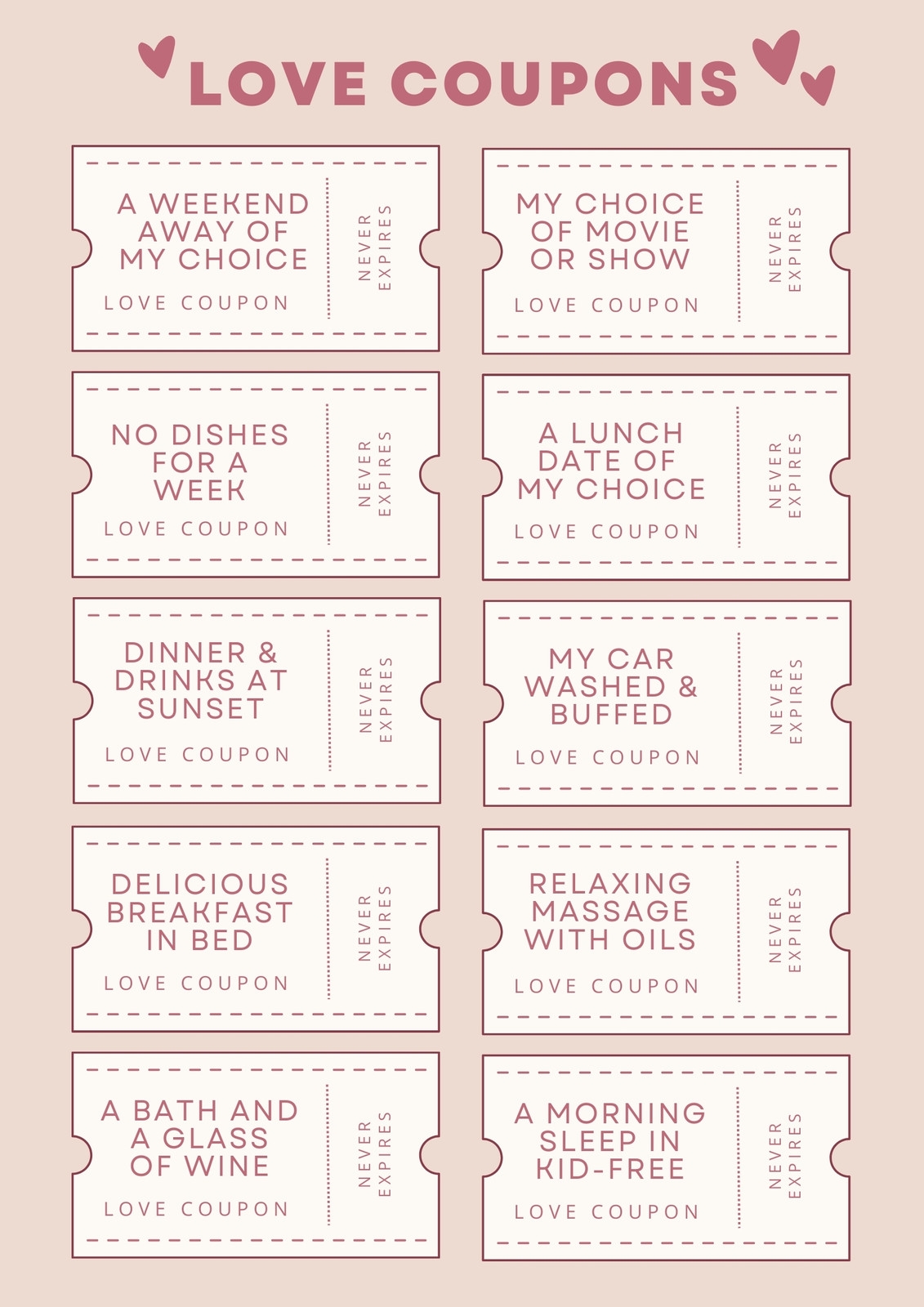 Free Printable Love Coupon Templates Canva 44 OFF