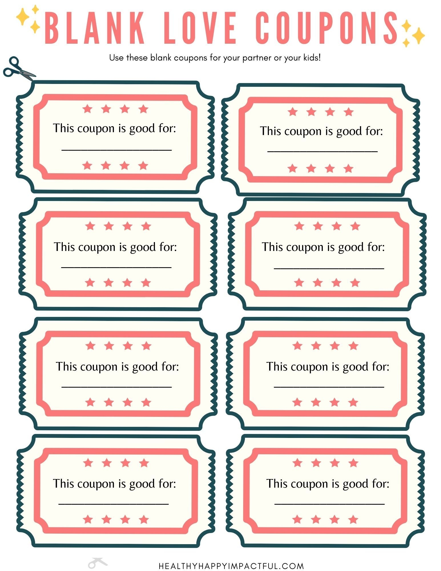 Free Printable Love Coupons For Him Template