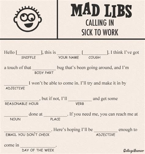 Mad Libs For Adults Free Printable
