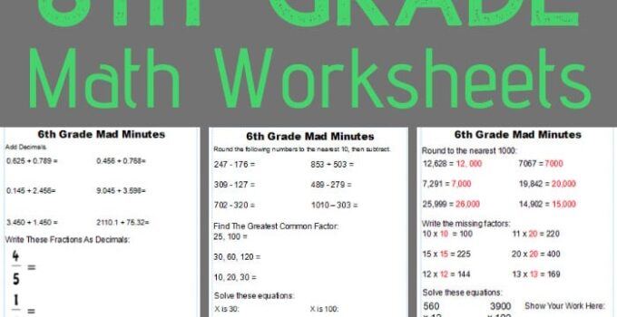 Free Printable Worksheets For 6Th Graders