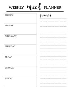 Free Printable Meal Planner Template Paper Trail Design
