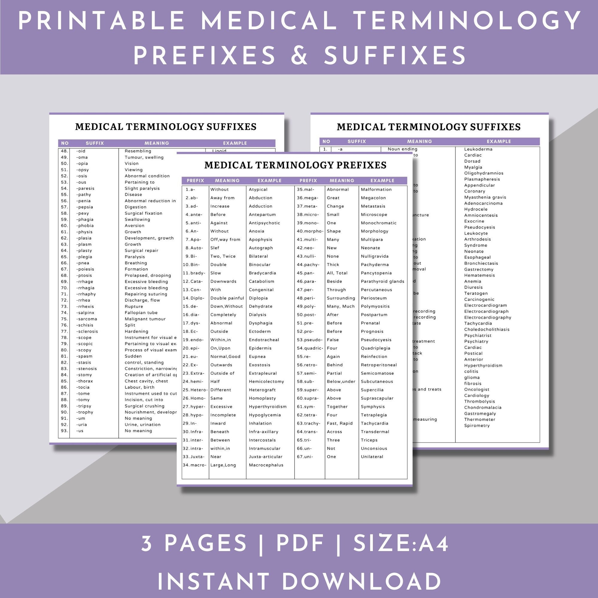 Free Printable Medical Terminology