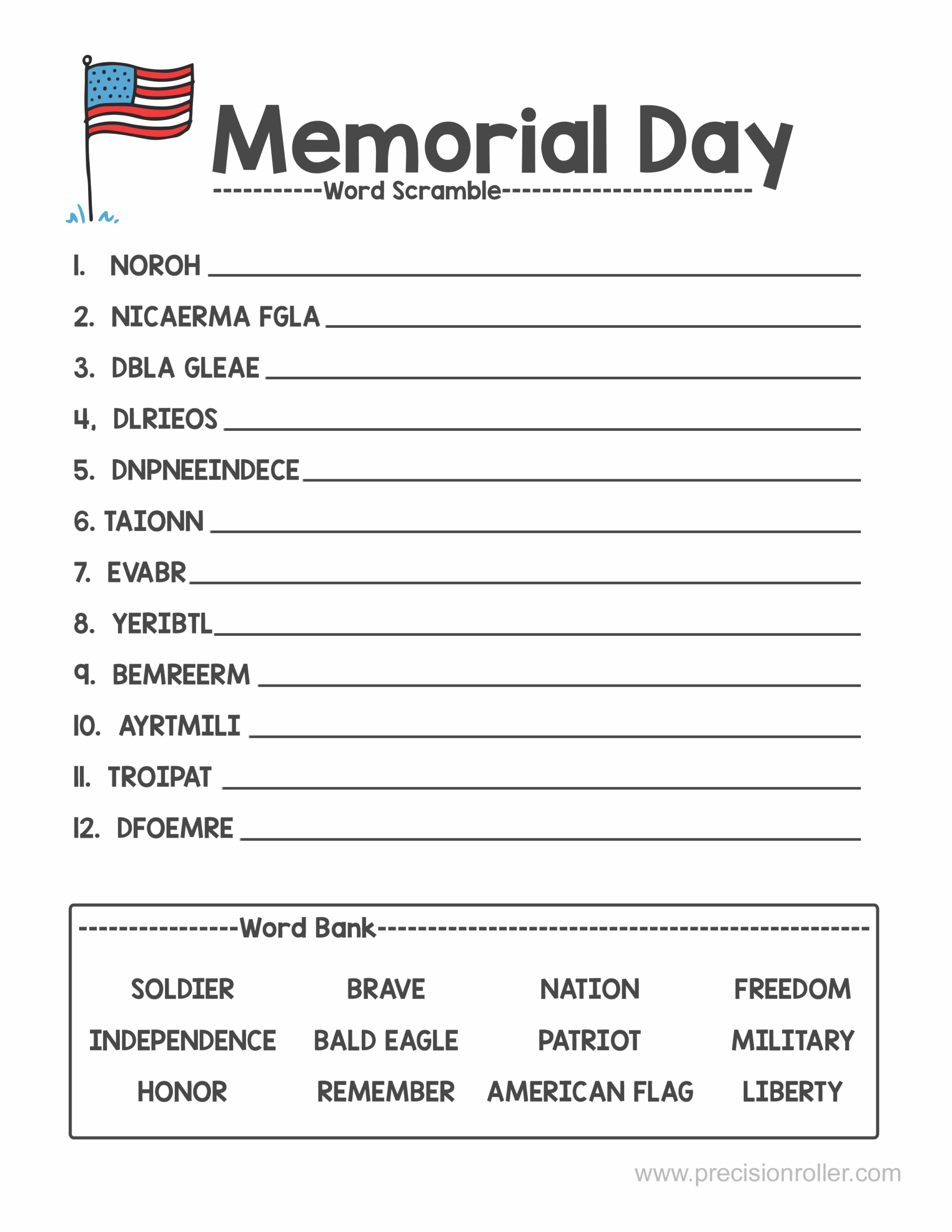 Free Printable Memorial Day Word Search Web This Free Printable 