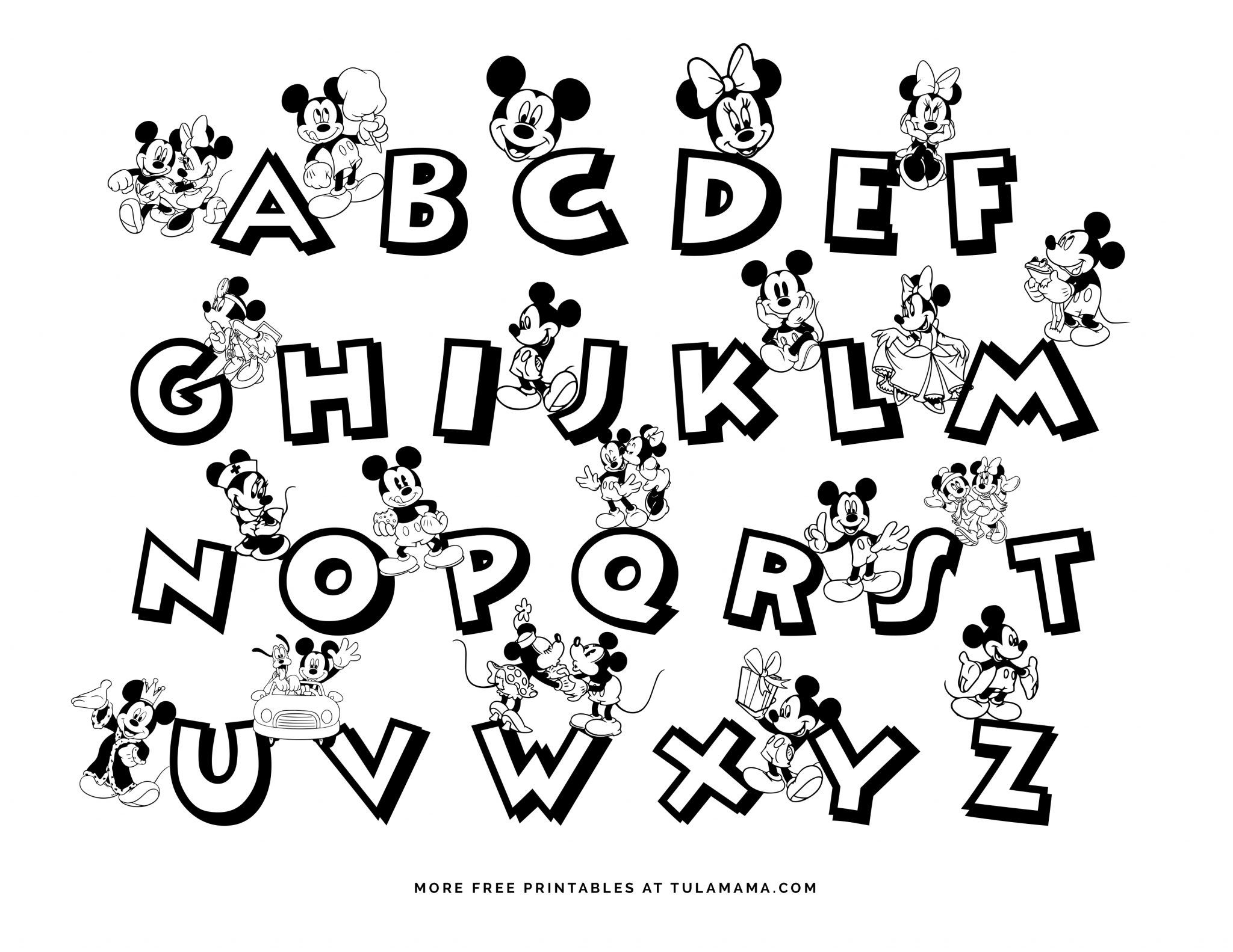 Free Printable Mickey Mouse Alphabet Letters